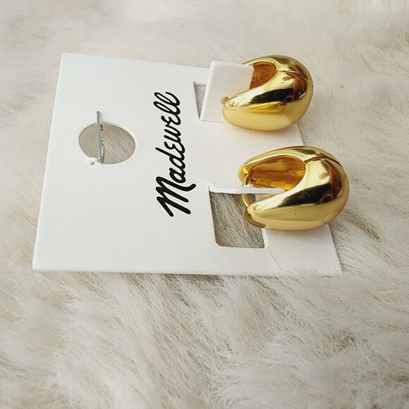 NEW Madewell Droplet Huggie Vintage Gold Hoop Earrings - Picture 5 of 8